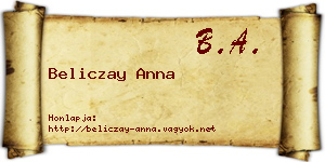 Beliczay Anna névjegykártya