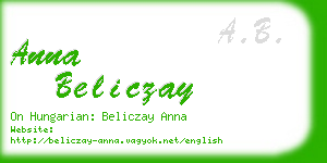 anna beliczay business card